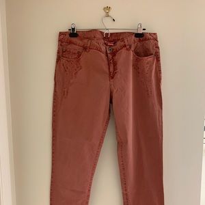 Sundance rust colored pants with stitch detail